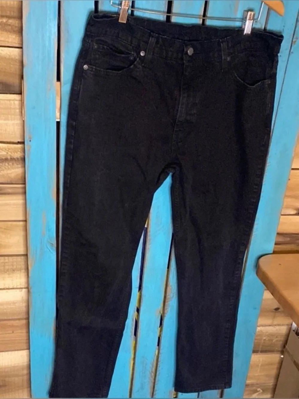 Levi’s 511 Slim Fit Black Jeans size 38x31 (tag 38x32) red tab some fading